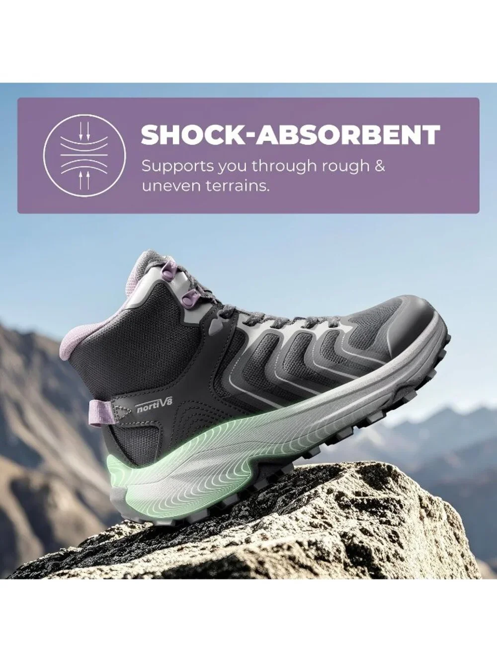 Men's Dark Grey Waterproof Shoes Casual High Top Round Toe Non Slip Hiking Boots